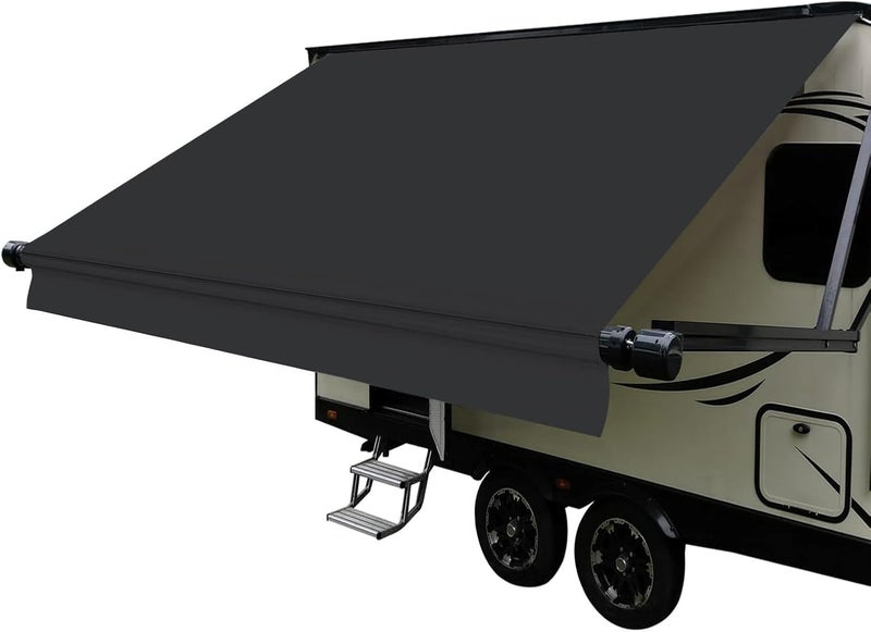 Dulepax استبدال قماش مظلة RV (قماش 9'2") ترقية 18.5 أونصة من الفينيل الثقيل لمظلة RV، استبدال مظلة RV عالمي لجميع علامات مظلات المقطورات والمنازل المتنقلة باللون الأسود - Image 1